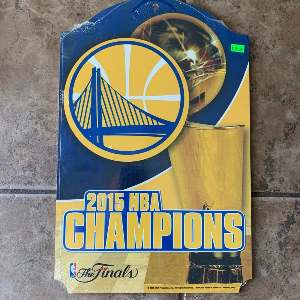 Golden State Warriors 2015 NBA Champions wood banner plaque sign New